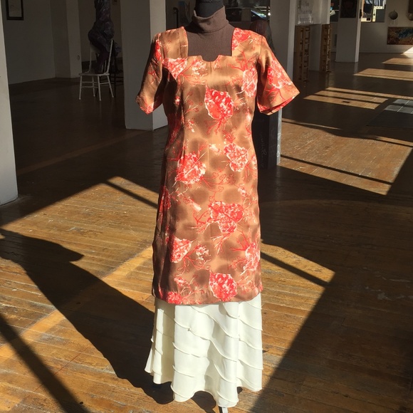 Vintage Tops - Orange and brown vintage tunic